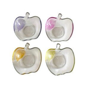 Kig Indonesia Clear Leaf Apple Shaped Dish Bowl set of 4